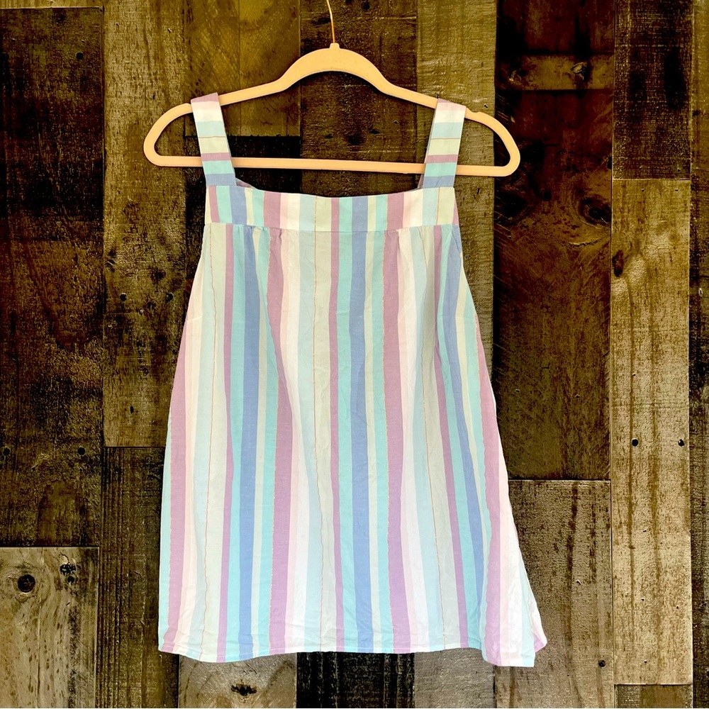 Talbots Tank Top ~ Purple & Blue Pastels w/ Gold Metallic Vertical Stripes ~ XL